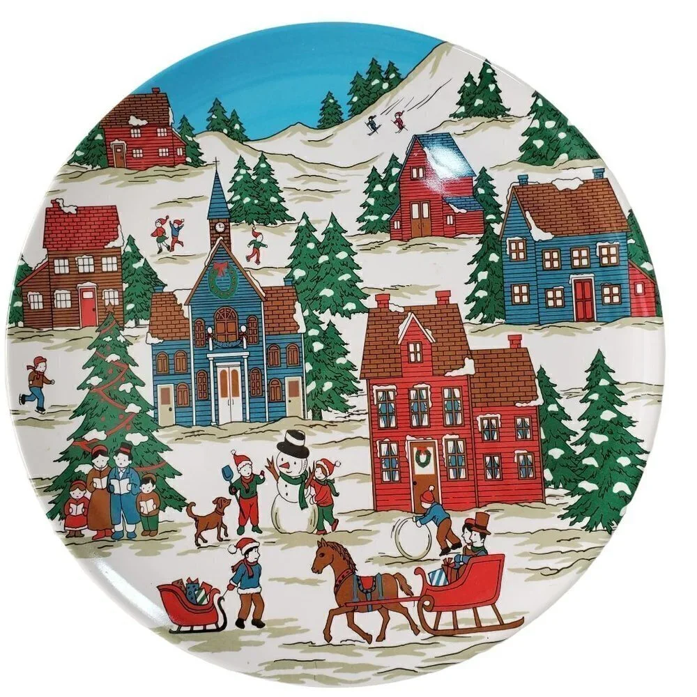 Taipro Melamine Christmas Serving Plate Platter 14.5 Inch Diameter Centerpiece